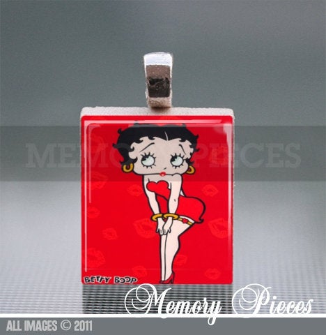 Betty Boop Scrabble Tile Pendant with Ball Chain