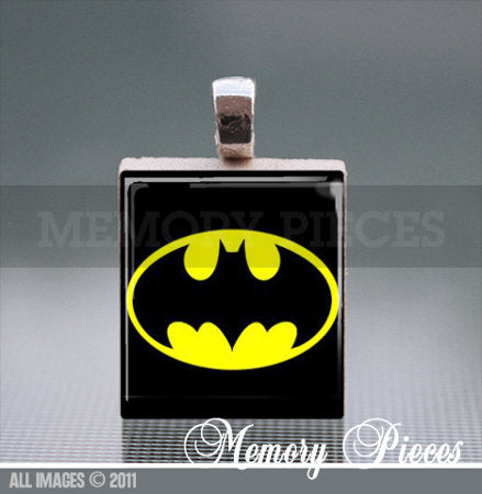 Batman Scrabble Tile Pendant with Ball Chain