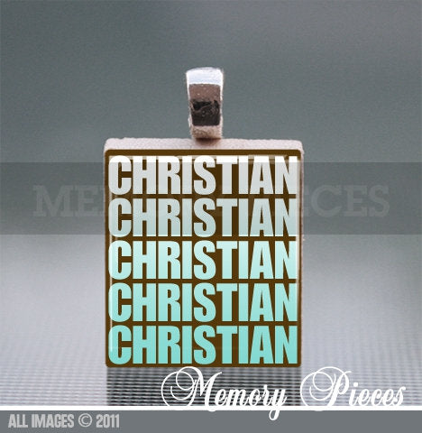 Christian Scrabble Tile Pendant with Ball Chain