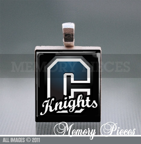 Castle Knights Scrabble Tile Pendant with Silver Ball Chain