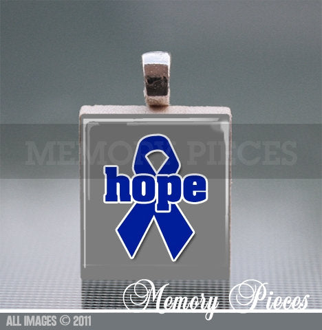 Colon Cancer Hope Scrabble Tile Pendant with Ball Chain