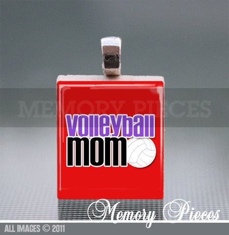 'Volleyball Mom' Scrabble Tile Pendant with Ball Chain