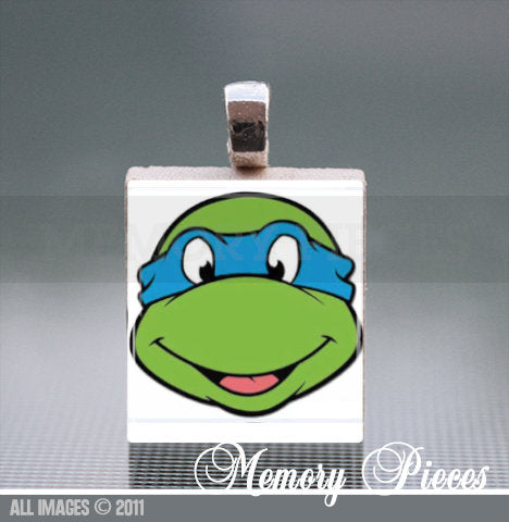 Teenage Mutant Ninja Turtles-Blue Scrabble Tile Pendant with Ball Chain