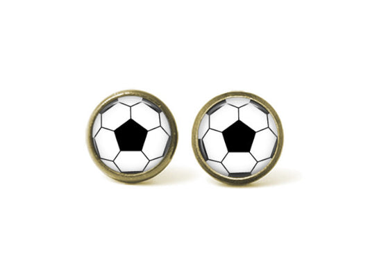 Soccer Ball 12mm Post Earrings