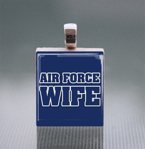 Air Force Scrabble Tile Pendant with Silver Ball Chain