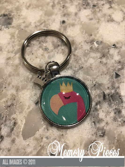 Flamingo Keychain with Crown Charm