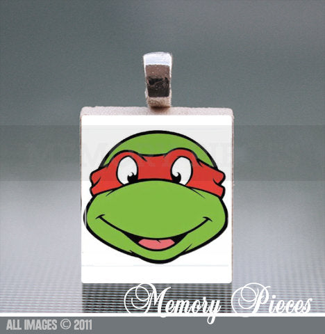 Teenage Mutant Ninja Turtles-Red Scrabble Tile Pendant with Silver Ball Chain