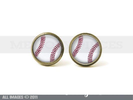 Baseball 12mm Post Earrings