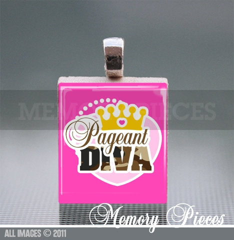 Beauty 'Pageant Diva' Scrabble Tile Pendant with Ball Chain