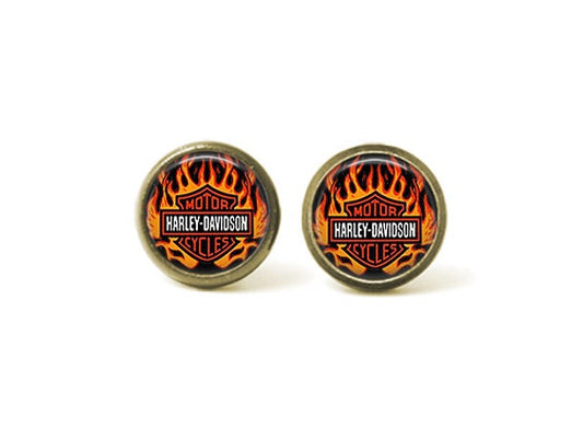 Harley Davidson Flames 12mm Post Earrings