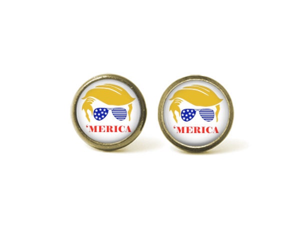 Merica Trump White Background 12mm Post Earrings