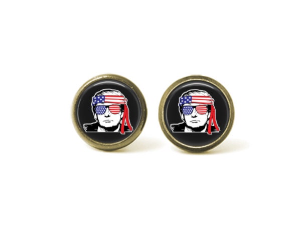 Trump 'Merica Black Background 12mm Post Earrings