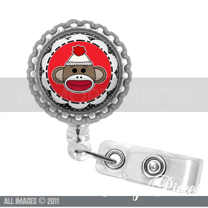 Sock Monkey Retractable Badge Holder