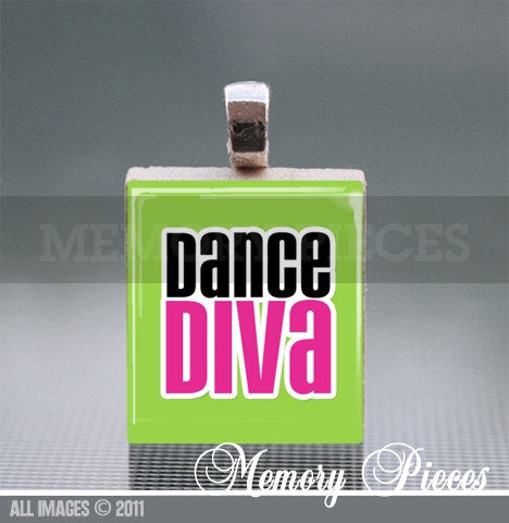 'Dance Diva' Scrabble Tile Pendant with Ball Chain