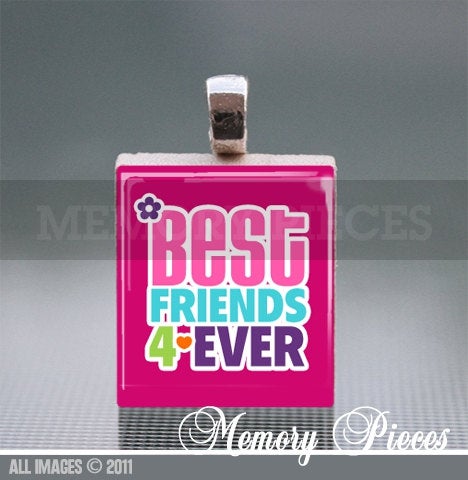 'Best Friends Forever' Scrabble Tile Pendant with Silver Ball Chain