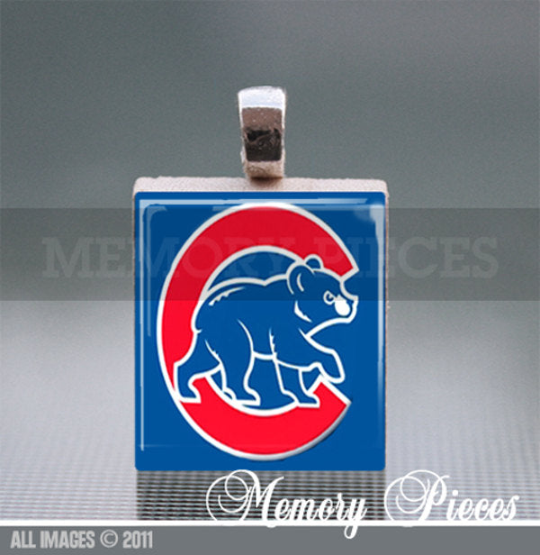 Chicago Cubs Scrabble Tile Pendant with Silver Ball Chain