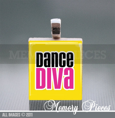 'Dance Diva' Scrabble Tile Pendant with Ball Chain