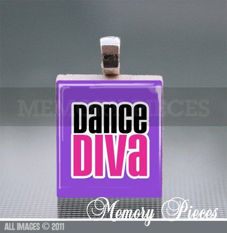 'Dance Diva' Scrabble Tile Pendant with Ball Chain