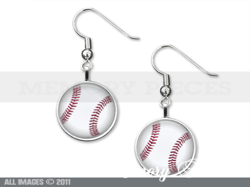 Baseball 12mm Dangle Earrings