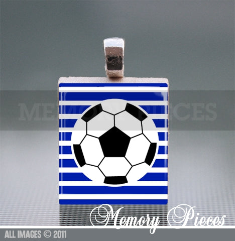 Soccer Scrabble Tile Pendant with Ball Chain