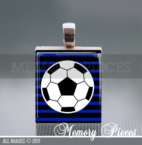 Soccer Scrabble Tile Pendant with Ball Chain